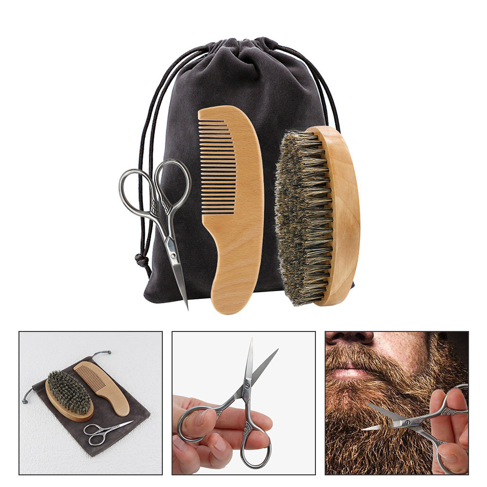 Shaving Brush Set - 1Set Beard Shaving Set Natural Beech