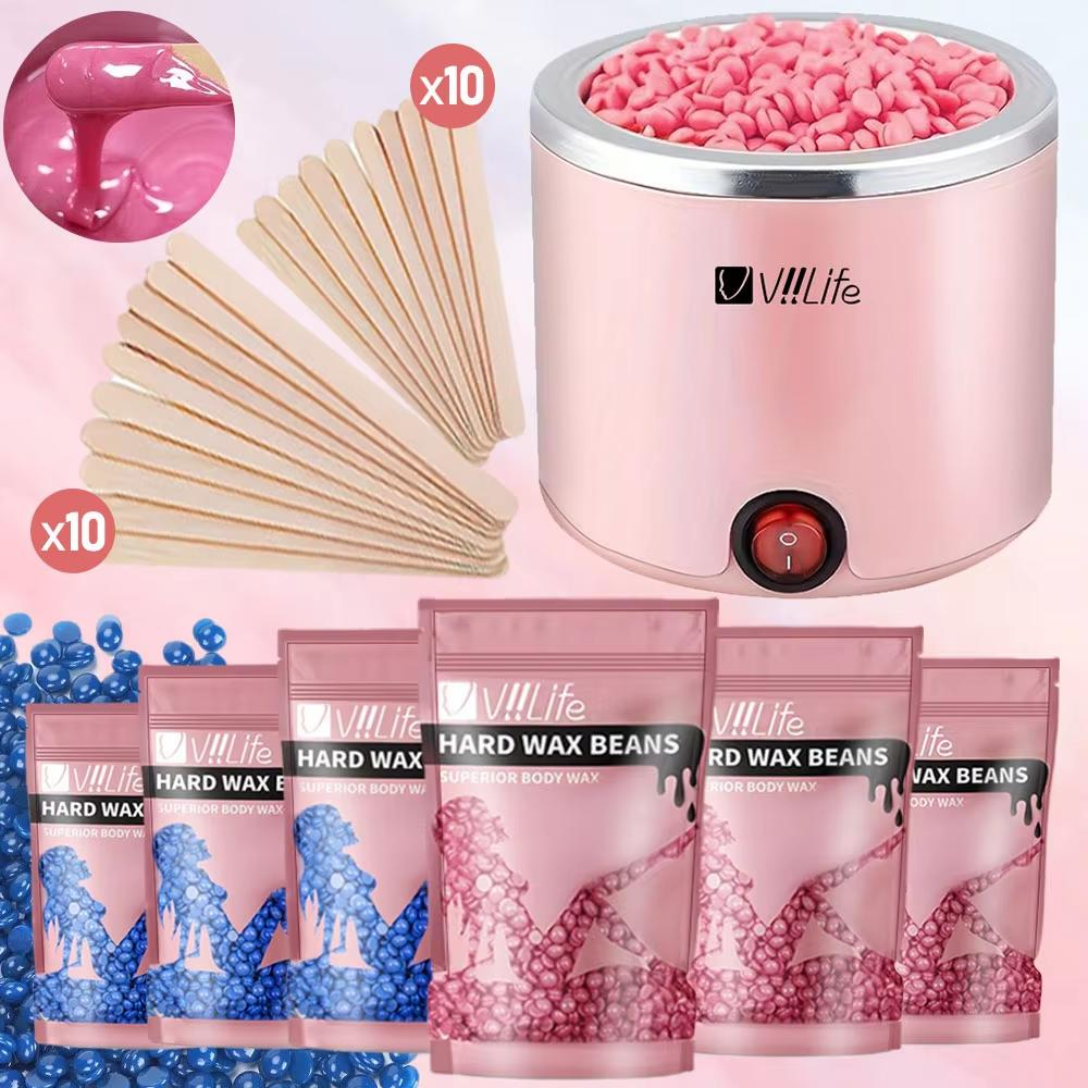Hair Wax Stick - Painless Rose Waxing Set, Wax Heater