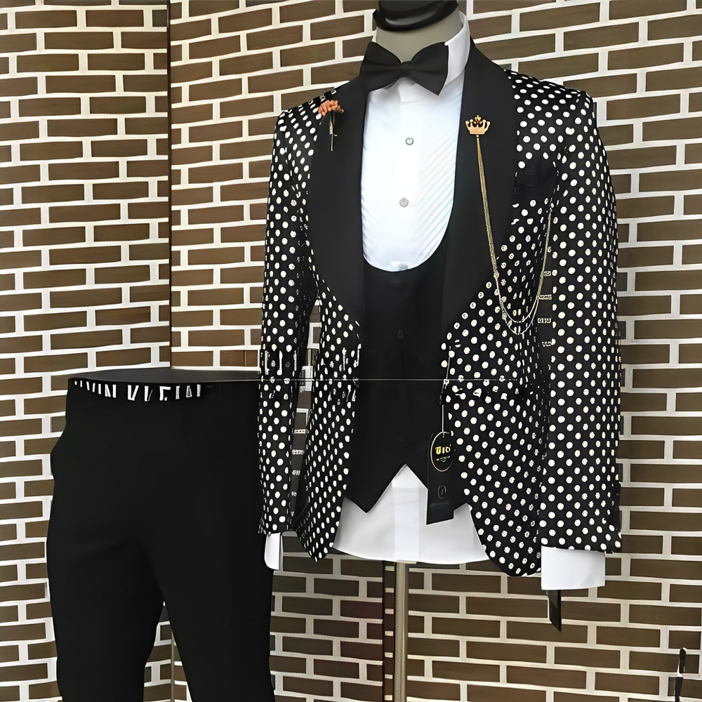 Men'S Grooming Spot - Spotted Men's Suit 3 Piece Set
